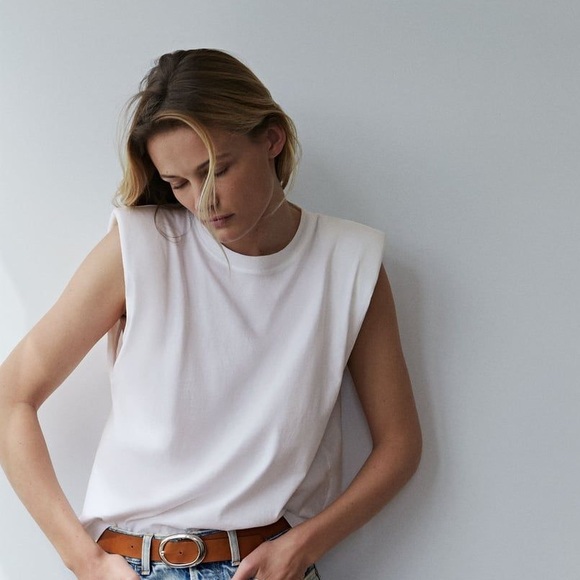 Zara Tops - ZARA shoulder pad shirt